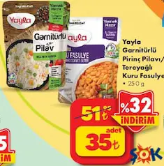 YAYLA GARNİTÜRLÜ PİRİNÇ PİLAVI/TEREYAĞLI KURU FASULYE 250 G